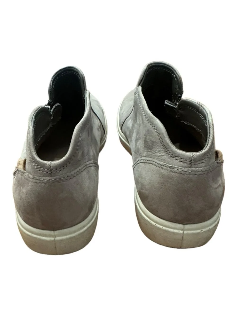 Ecco Women's Soft 7 Side Zip Bootie Sneaker Grey Taupe Nubuck Women’s Sz 8 EU 39